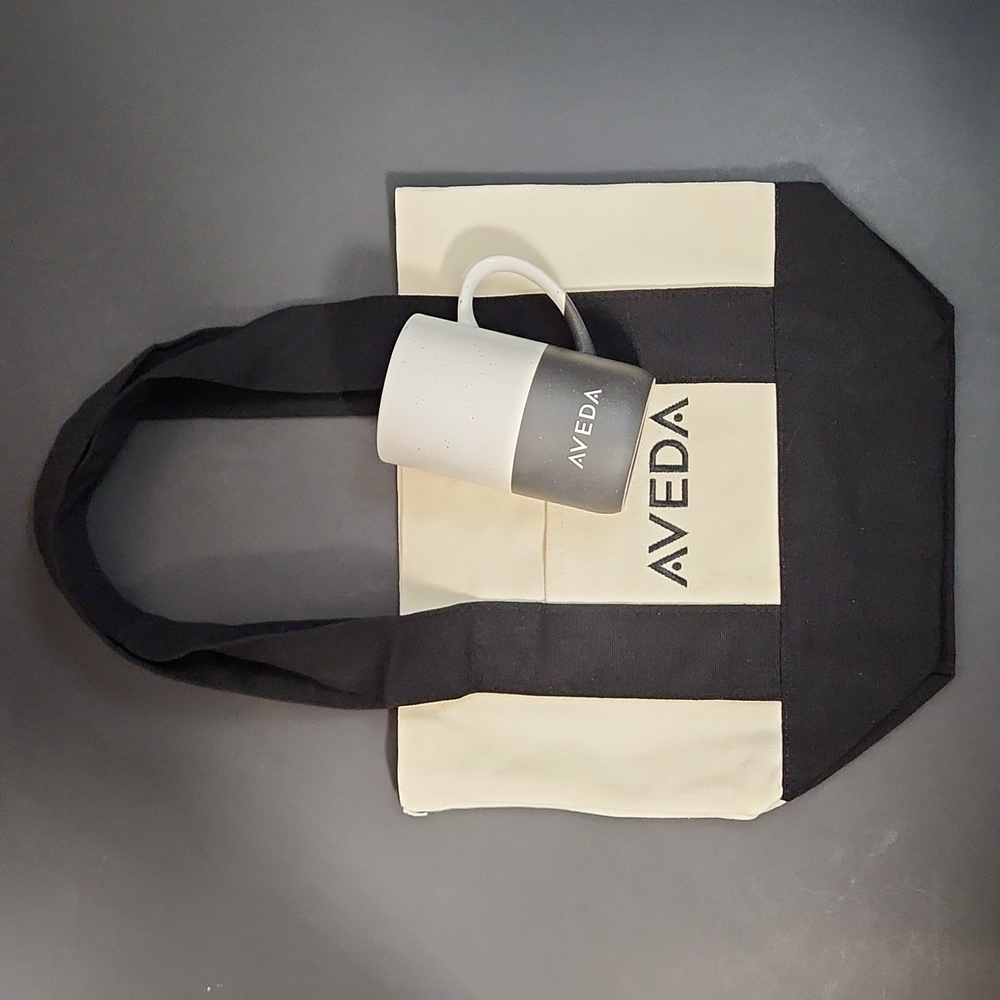 AVEDA Tote and Ceramic Mug set, Unused Limited Edition Set NWT
